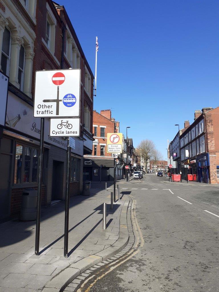 Academy Way bus lane -  - Signage on Bridge street coming from the south