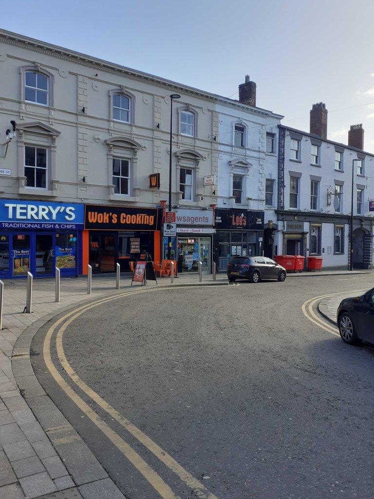 Academy Way bus lane - View from the junction at Rylands Street and Bridge Street