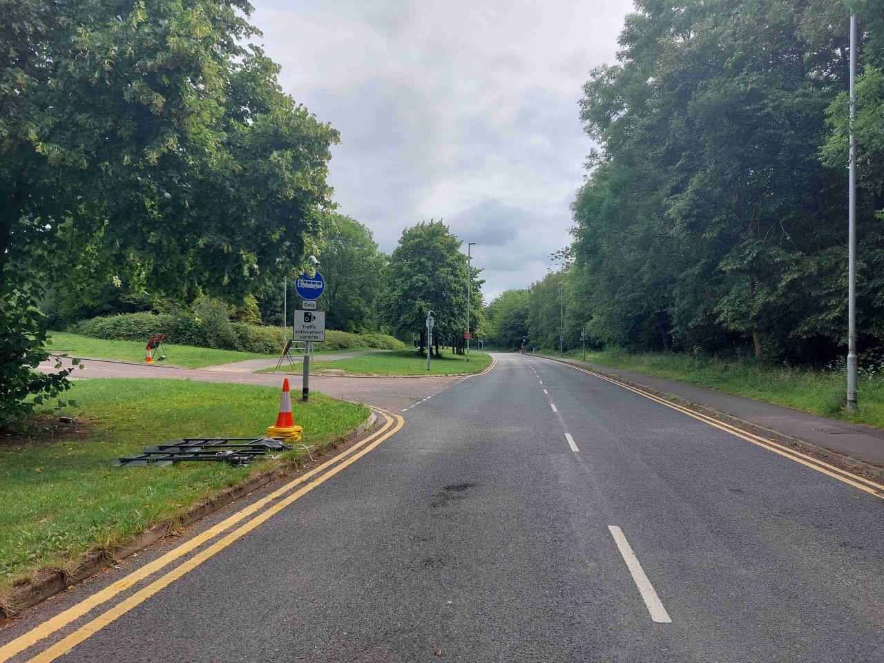 Birchwood bus lane - Signage on Ordnance Avenue at the start of the bus lane - eastbound