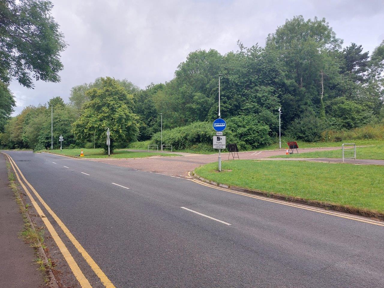 Birchwood bus lane - Signage on Ordnance Avenue showing the start of the bus lane - westbound