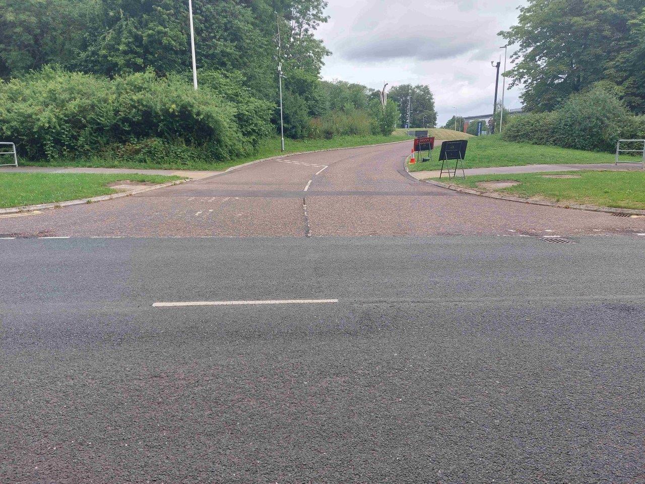 Birchwood bus lane - The entrance and exit of the bus lane on Ordnance Avenue