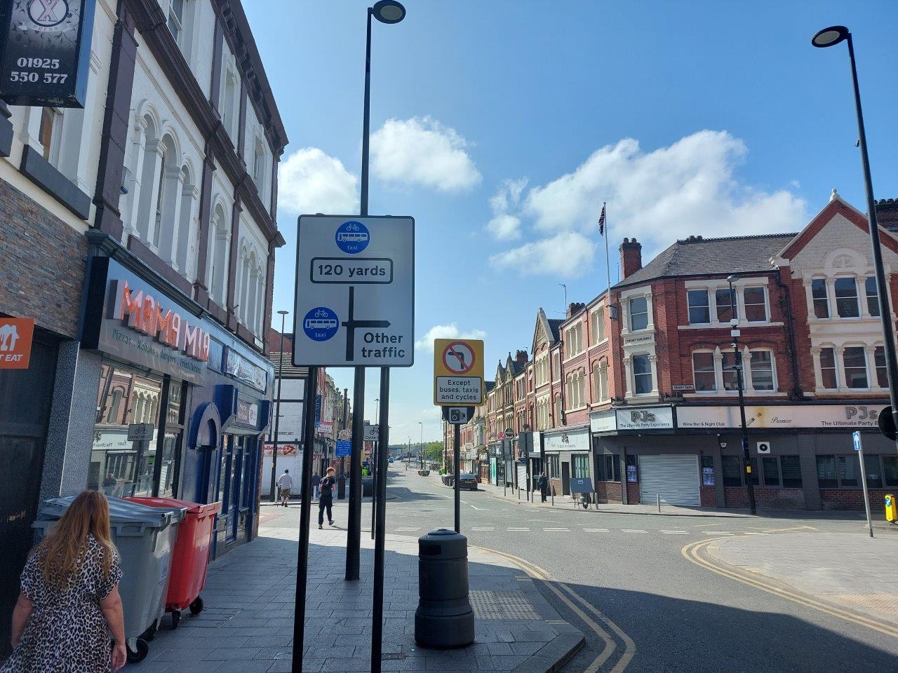 Bridge Street South bus lane - Close up of the advanced warning sign