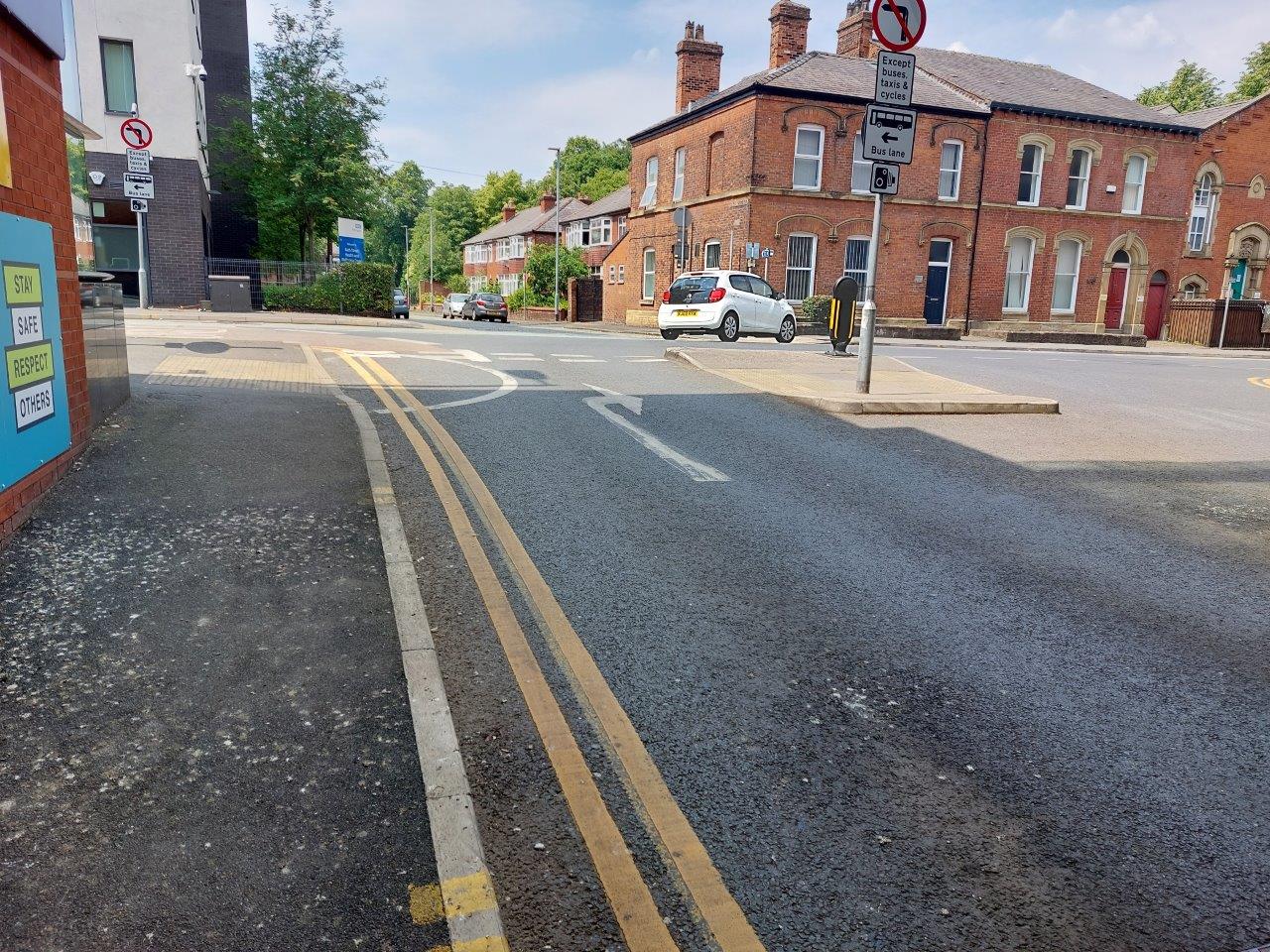 Legh Street bus lane - From Golden Square Car Park exit