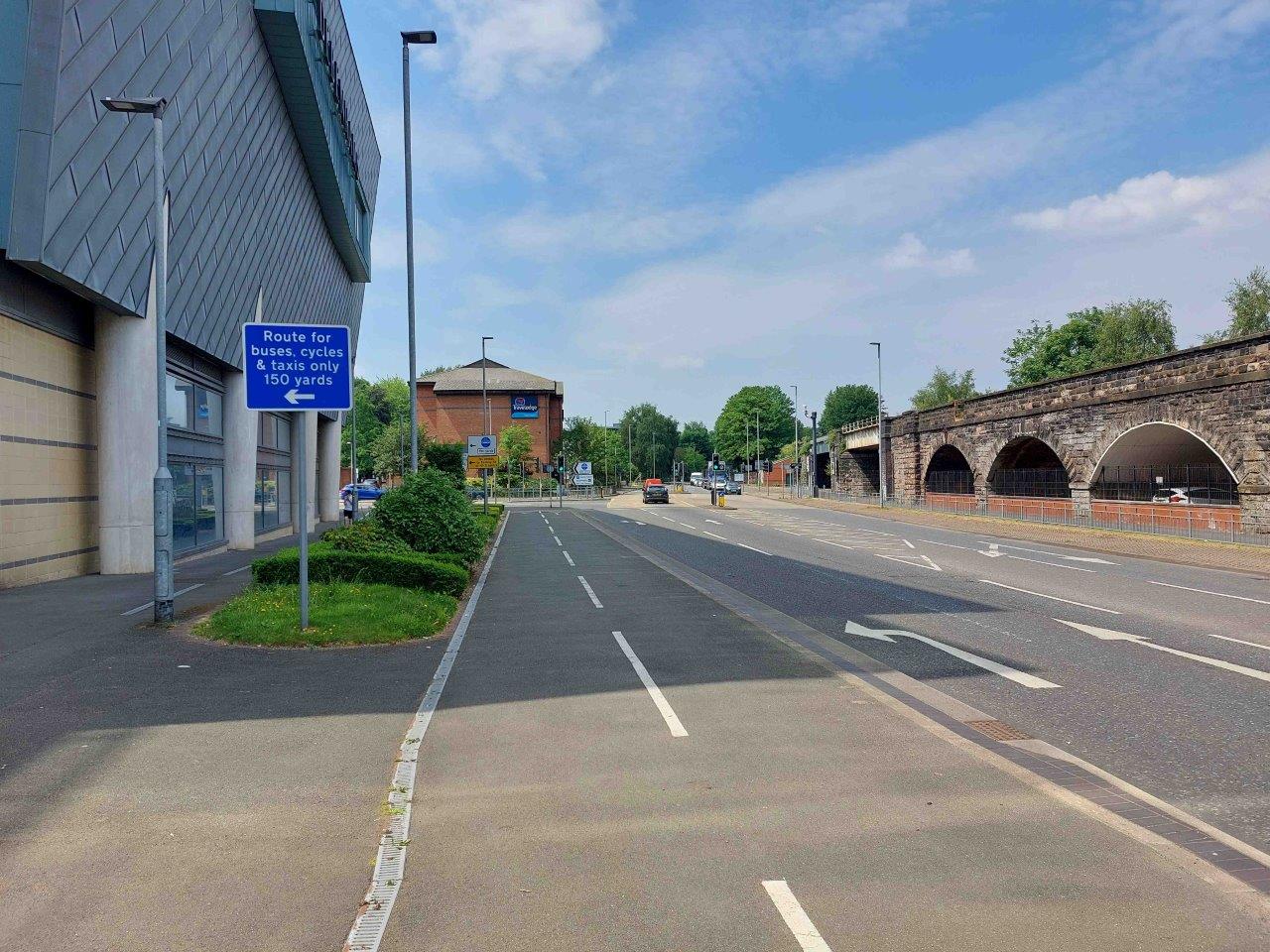 Legh Street bus lane - Signage on Midland Way - Westbound