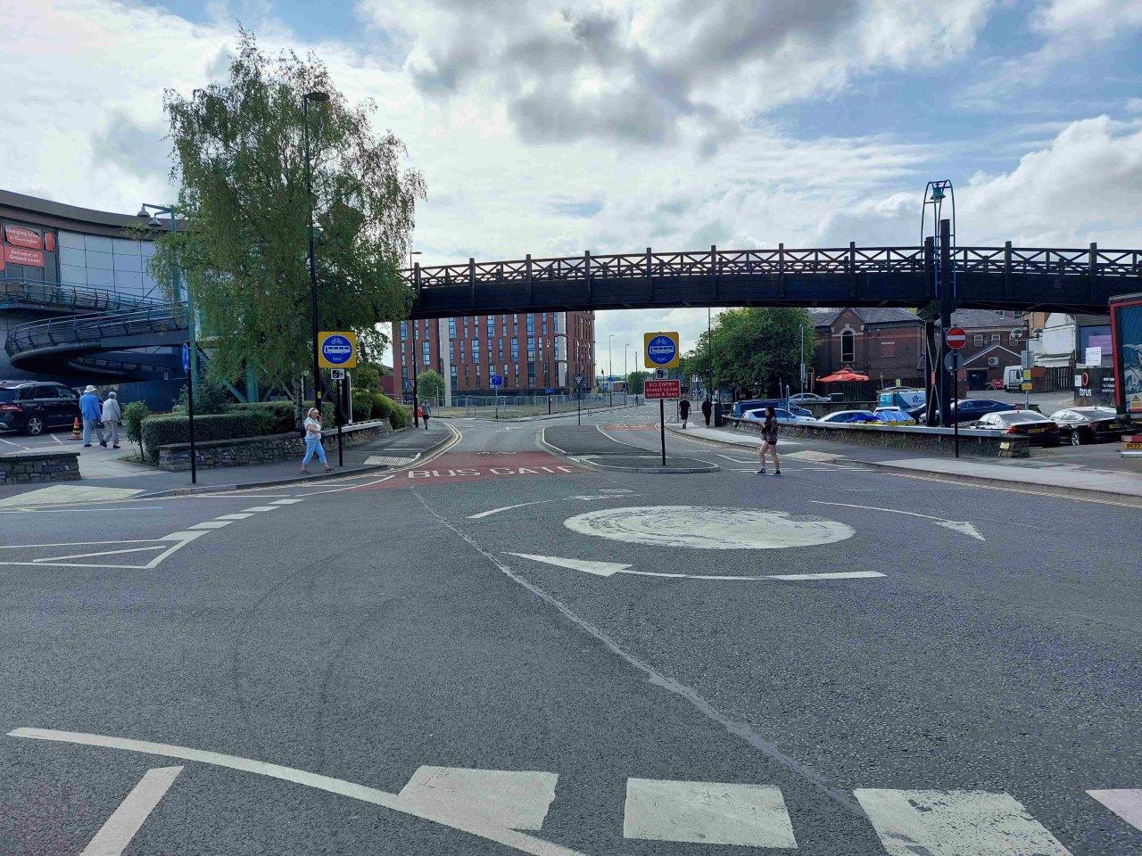 Scotland Road bus gate -  mini roundabout at the junction with cockhedge roundabout to allow vehicles to turn around