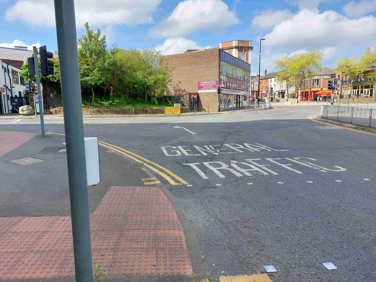 Scotland Road bus gate - Directional road signage on Buttermarket Street