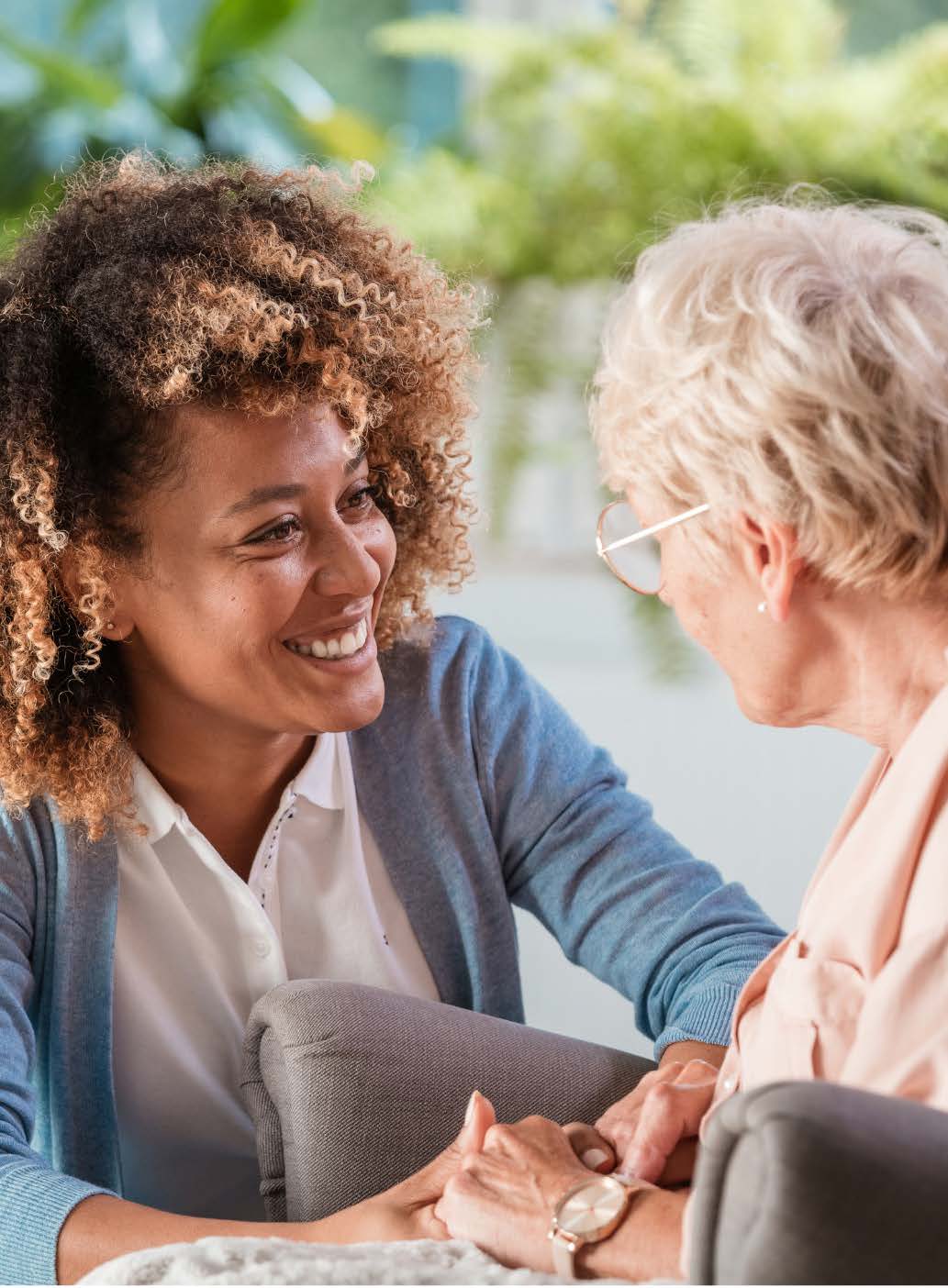 Two women, one old, one young talking